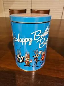 Lata contenedor 50 aniversario Happy Birthday Bugs Bunny 1989 vintage de Brach - Imagen 1 de 6