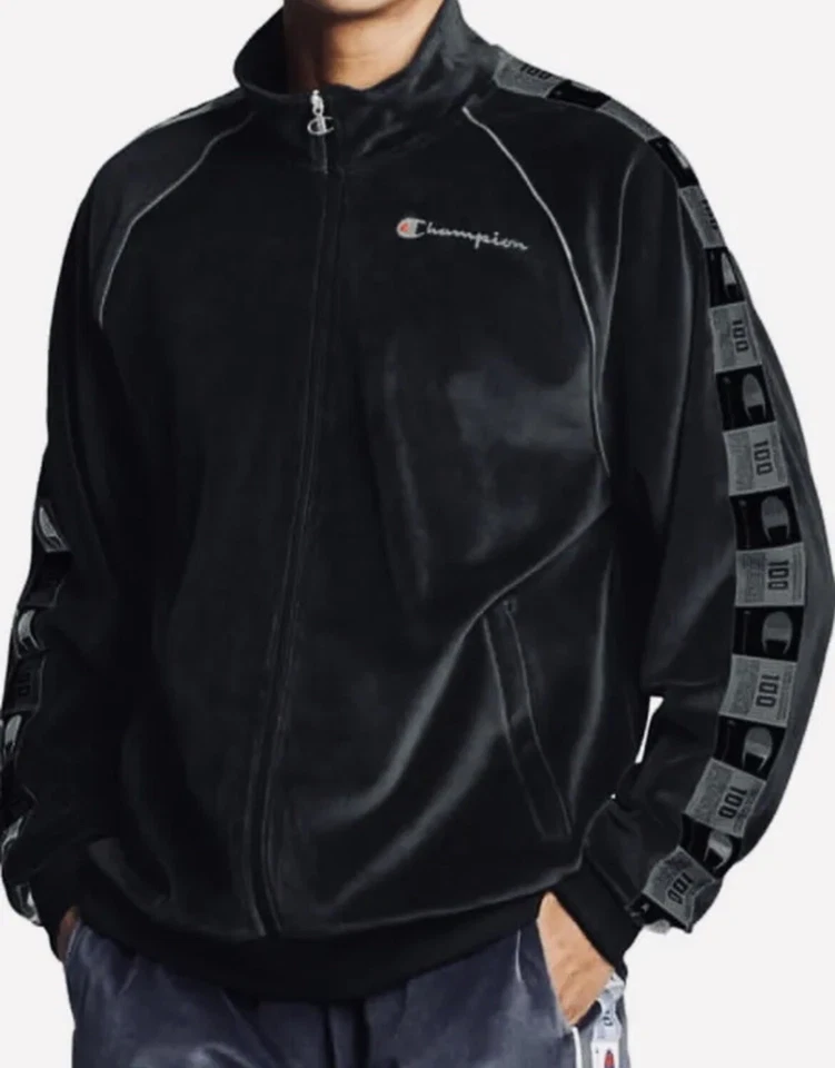 Champion 100 YEARS Velour Sport Active Track Jacket Street Style Size Medium - Image 1 of 4