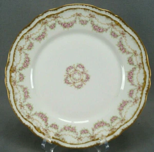 Haviland Limoges Schleiger 842 Pink Roses Bows Ribbons Double Gold 9 3/4 Plate - Picture 1 of 11