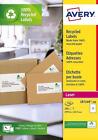 Avery Self Adhesive Recycled Parcel Shipping Labels, Laser Printers, 2 Labels Pe