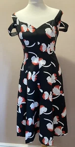 Myleene Klass Hombro Detalle Baile de graduación Vestido Tallas 8 12 Negro Floral Rojo Blanco Nuevo con etiquetas - Imagen 1 de 6