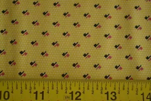 By 1/2 Yd, Red & Black Calico on Yellow, Blue Hill, Colonial Prints/Morgan, B974 - Picture 1 of 7