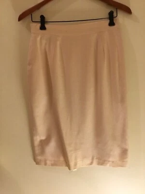 Falda lápiz vintage SK & Co rosa pálido seda cruda hasta la rodilla/forrada/cerra trasera talla 10 Foto 1 de 4