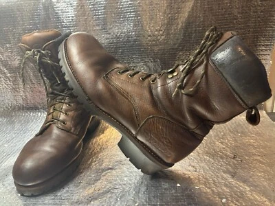 BOTAS DE TRABAJO PELIRROJAS 14 ANCHAS PARTE SUPERIOR DE CUERO AISLADO, OJAL DE VELOCIDAD DE LATÓN, LotsTread Foto 1 de 4