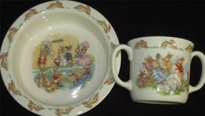 Juego de bebé 1988 vintage Royal Doulton Bunnykins de 2 piezas sin usar y en caja - Imagen 1 de 6