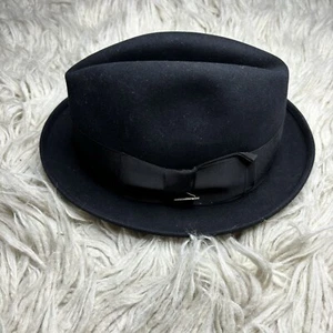 Stetson Royal Saxon schwarzer Fell Filz Hut Fedora Größe 7 Krempe Top Zustand - Bild 1 von 9