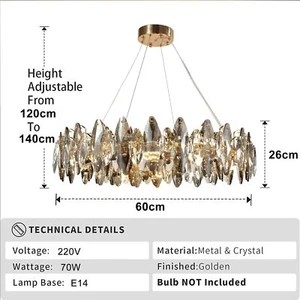Luxury Crystal Lamp,Modern Crystal Chandelier,Gold E14 Living Room Pendant Light - Picture 1 of 8