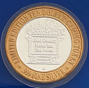 Gold Country Motor Inn Elko Nevada $10 Gaming Token .999 Fine Silver Coin Mint - Picture 1 of 7