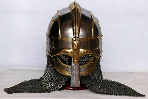 Medieval Armor Helmet Viking Helmet warriors with Chain Mail Helmet For Gift - Picture 1 of 8
