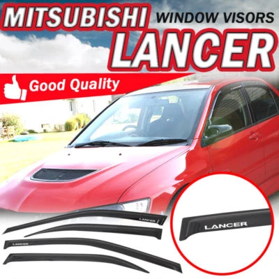 Fit 02-07 Mitsubishi Lancer Sedan Slim Window Visor Smoke Sun Rain Guard Vent - Image 1 of 4