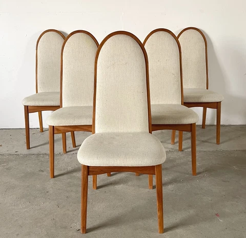 Vintage Modern Teak Highback Dining Chairs Cover