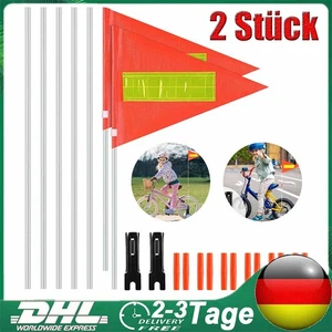 Fahrrad Fahne Wimpel Fahrradfahne Verkehr Sicherheit für Radfahrer orange 2 Stk - Bild 1 von 19