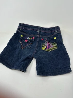 Pantalones Cortos de Jean Coogi Niñas Bermudas Denim Oscuro Talla 12 Estrellas Bolsillos Adornados Foto 1 de 4