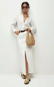 Nwt J. Crew Denim Maxi Skirt White Raw Hem Women's BY453 SIZE 27 - Picture 1 of 9