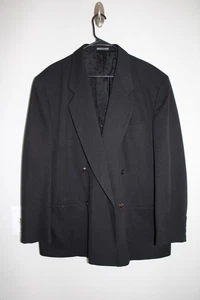 VINTAGE BLACK CELLINI DOUBLE-BREASTED SPORT COAT sz 44R suit jacket MADE in USA - Picture 1 of 5
