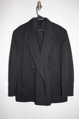 VINTAGE BLACK CELLINI DOUBLE-BREASTED SPORT COAT sz 44R suit jacket MADE in USA Foto 1 de 4