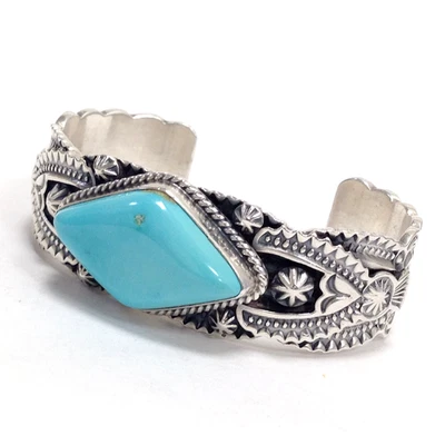 Brazalete Turquesa Plata Esterlina Firmado Darrell Cadman 6.75" Pesado 63g Foto 1 de 4