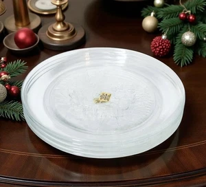 4 platos de postre de vidrio trineo de Navidad Arcoroc Francia COMO NUEVOS - Imagen 1 de 7