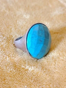 Navajo Sterling Silver Ring Size 9.5 Signed AF Adam Fiero Faceted Turquoise Vint - Picture 1 of 12