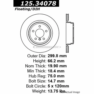 Disco rotor freio traseiro central DAC para BMW 325i 328i - Imagem 1 de 2