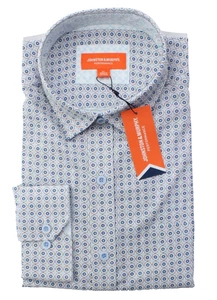 NUEVO CON ETIQUETAS - Johnston & Murphy Hombre PERFORMANCE - Estampada Teniente Azul CAMISA CON BOTONES - XL - Imagen 1 de 3
