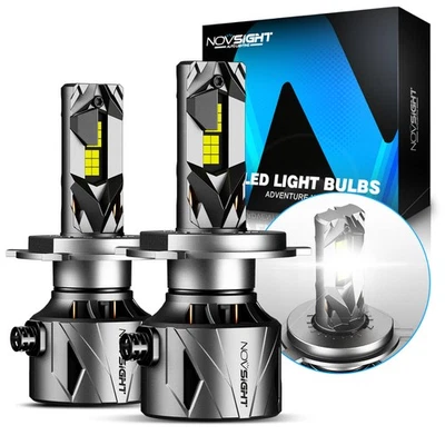 NOVSIGHT Pair 240W 60000LM H4 LED Headlight Bulbs Kit High Low Beam 6500k White - image 1 of 4