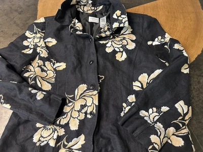 CHAQUETA BLAZER MUJER EMMA JAMES LIZ CLAIBORNE MEZCLA LINO CINTURA FLORAL 14 Foto 1 de 4