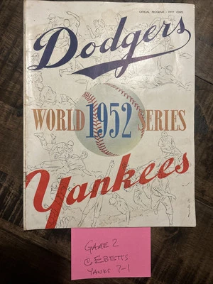 1952 World Series Program Brooklyn Dodgers VS New York Yankees Ebbets Field Gm 2 - Image 1 of 4