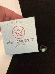 American West Aqua Colored Varisite SS Ring Sz 8 - Picture 1 of 4