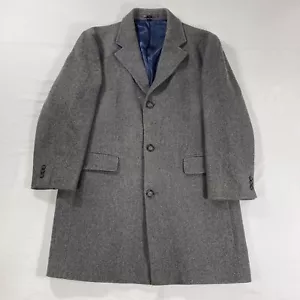 J Crew Men's L Coat FLAWED Wool Cashmere Gray 3 Button Topcoat Overcoat Peacoat - Picture 1 of 24