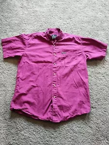 Browning Men's Large Button Front Short Sleeve Shirt Dark pink/red w/ Pocket - Picture 1 of 3
