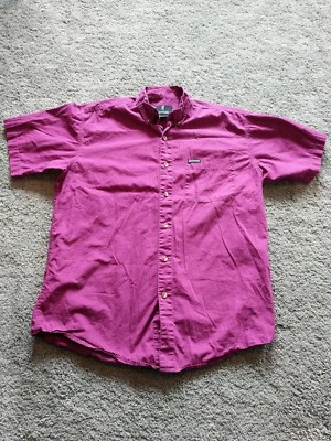 Browning Men's Large Button Front Short Sleeve Shirt  Dark pink/red w/ Pocket - Image 1 of 3
