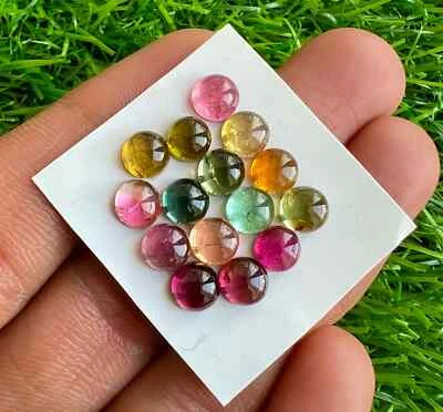 6MM Natural Multi Tourmaline Round Cabochons Loose Gemstone 15Pcs Lot #N29 - Image 1 of 4