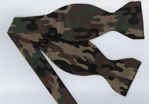 Camo Bow tie, Deep Woods Brown & Green, Hunting Gift, Military, Self-tie Bow tie - Picture 1 of 5