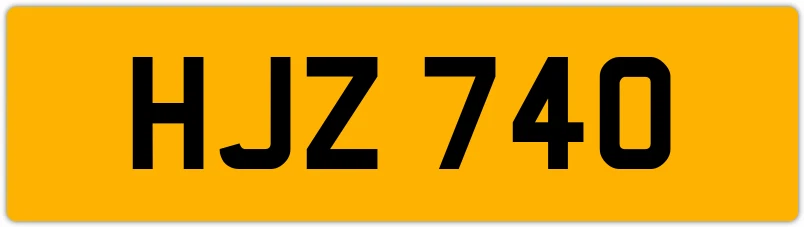 HJZ 740 H 3x3 DATELESS PRIVATE NUMBER PLATE HAN HANNAH HAZEL HARRY HARVE HOL HAZ - Image 1 of 1