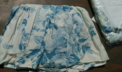 Ralph Lauren Elsa Blue Full Size Bed Skirt-Blue & White-Cotton Sateen-1990's - Image 1 of 4