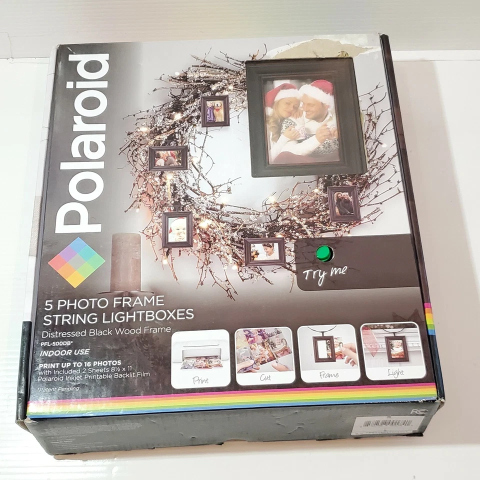 Polaroid 5 Frame String Light Box, Photo Frames PFL-500DB - Image 1 of 4