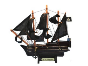 Wooden Black Pearl Pirates of the Caribbean Model Pirate Ship 7" - Picture 1 of 1