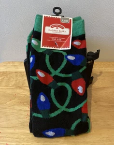 Christmas Holiday Socks OS Decorative Holiday Lights 1 Pair As Shown Women - Picture 1 of 4