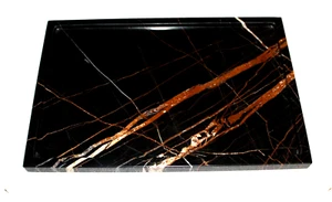 Vassoio vanità marmo naturale nero e oro vera pietra deposito arredamento moderno - Foto 1 di 3