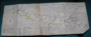 Map of Indonesian State Railways Jave & Madure 1970s history trains unusual rare - Picture 1 of 6