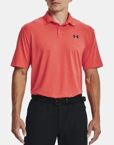 UNDER ARMOUR Men’s Performance Polo Textured Golf Shirt Rush Red 1342080-820 NWT - Picture 1 of 4