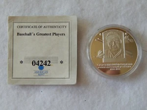 George Herman Ruth--Baseballs Greatest Players Silver Plated Coin--COA - Picture 1 of 6