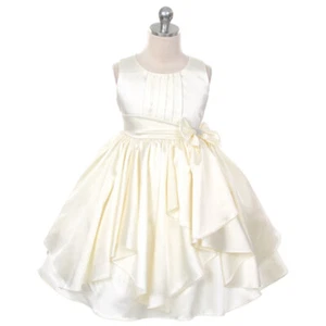 IVORY Size 12 Satin Flower Girl Dress Party Birthday Wedding Bridesmaid Formal - Picture 1 of 1