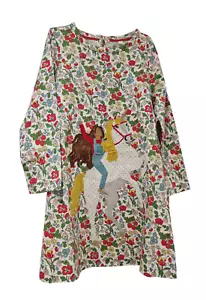 Ex Boden Mädchen Kleid Tunika Pferd Blumenmuster 2-12 Jahre Baumwolle NEU - Bild 1 von 6
