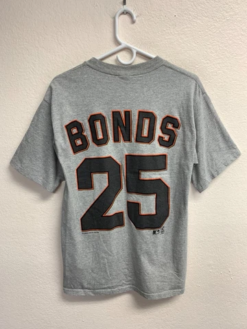 Vintage Barry Bonds San Francisco Giants T-Shirt Size Medium Men's Slim Gray Y2K Cover