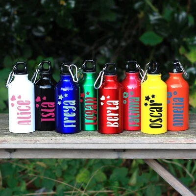 Personalised Kids 400ml School Metal Drinks Sports Water Bottle with Carabiner - Image 1 of 4