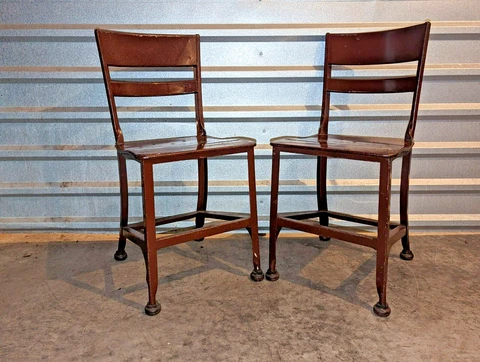 (2) UHL TOLEDO STEEL CHAIRS ~ INDUSTRIAL ERA ~ BROWN Cover