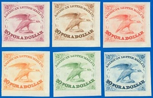 Scott #5L1R 6 Colors of Reprints, AMERICAN LETTER MAIL CO., All BR Corners! - Picture 1 of 1