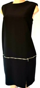 ALEXANDER MQUEEN BLACK SHOULDER PALLETS ACCENT HIPS ZIPPER DRESS SIZE US 48 - Picture 1 of 11